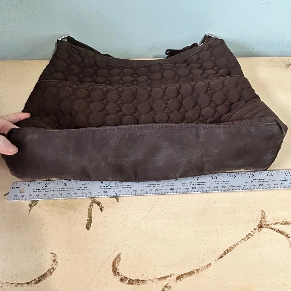 Vera Bradley Brown Quilted Floral Lined Hobo Purse Bag